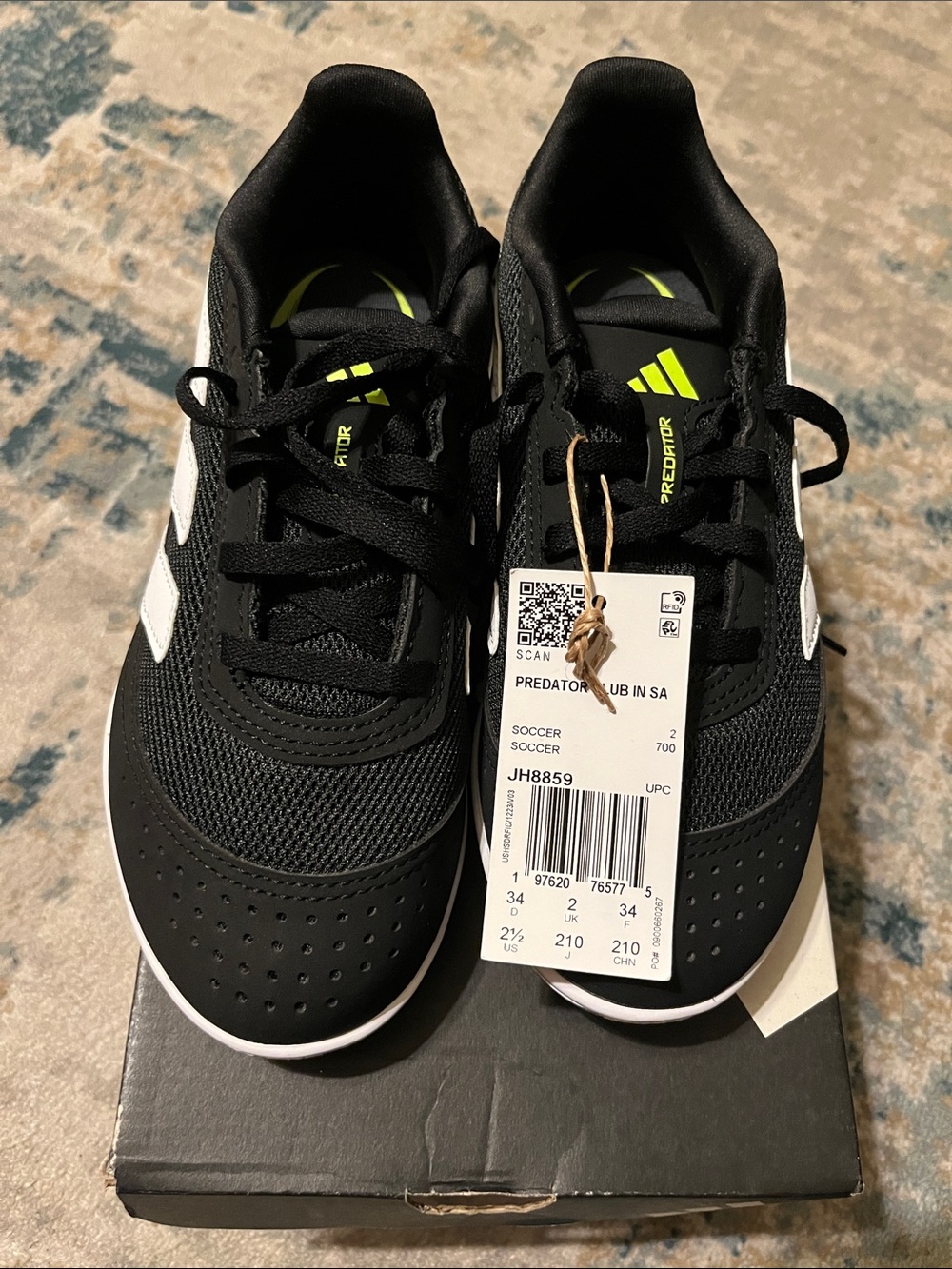 adidas Kids Black and White Predator Club Soccer Sneakers